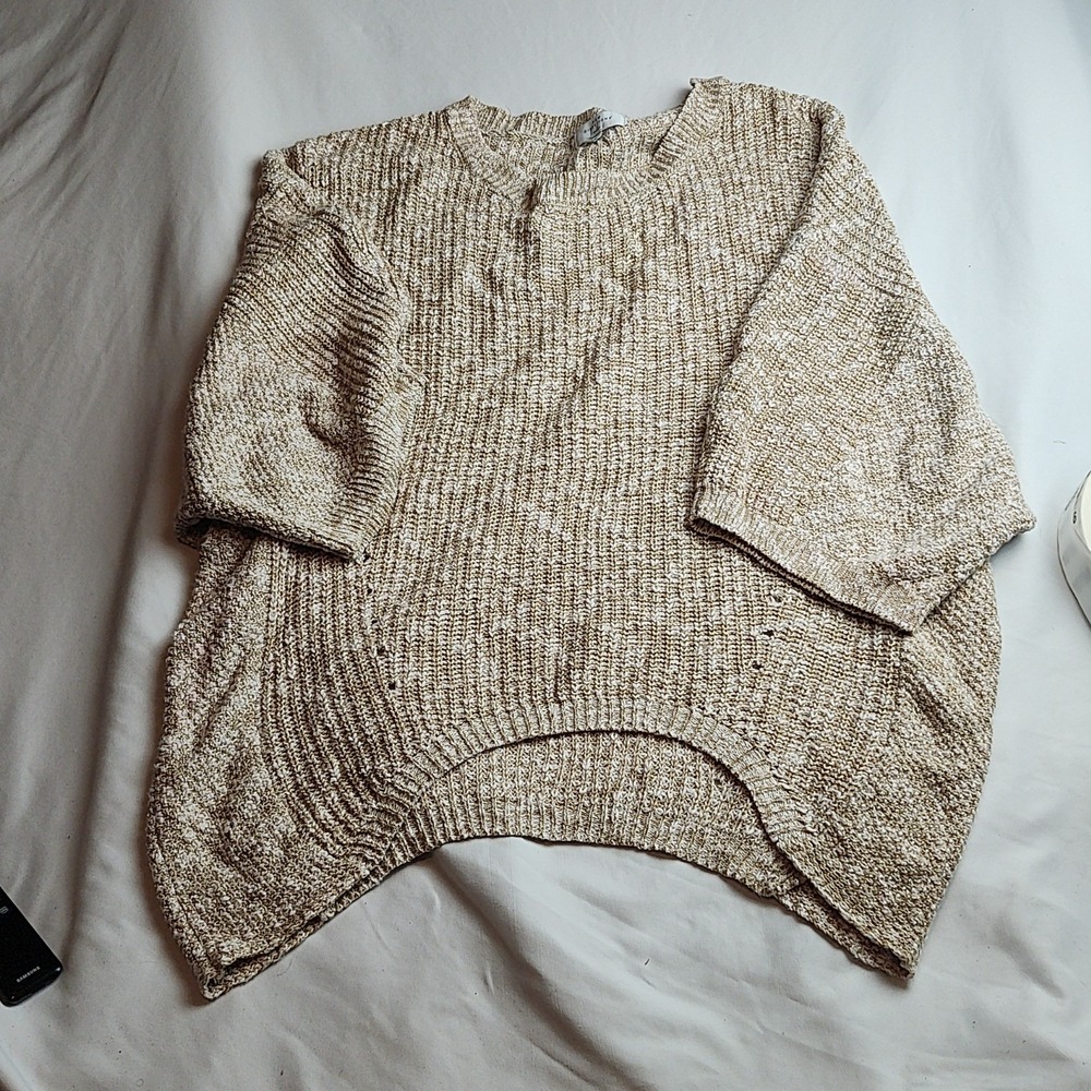 New Directions Curvy Oversized Pullover Sweater Beige Women's Size 1X